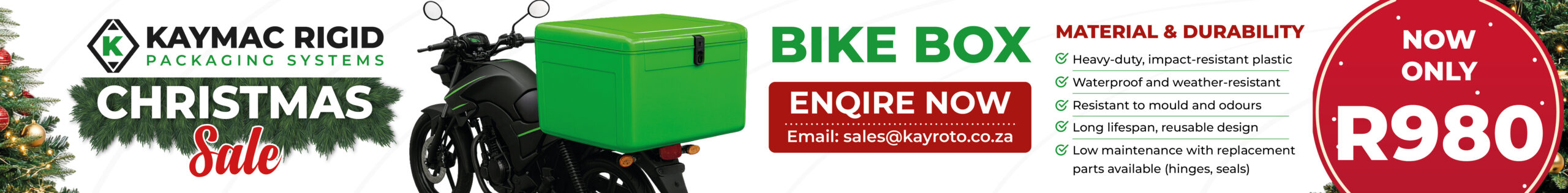 Kaymac Christmas Web Banner (Bike Box)